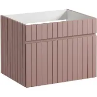 Vente-unique Zwevend badkamermeubel en inbouwwastafel met kast - 60 cm- Kleur roze met verticale lijnen - SATARA