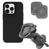 Accezz EasyLock telefoonhouder auto - inclusief hoesje voor de Apple iPhone 15 Pro - Ventilatierooster - 360 graden draaibaar - Zwartckers + Color Backcover voor de Apple iPhone 15 Pro