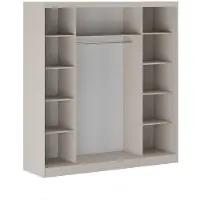 Vente-unique Kledingkast met 2 schuifdeuren en spiegel – B200 cm – Beige - OCHIRA