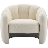 Vente-unique Schelpstoel van beige chenillestof DELIPO