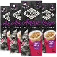 Voskes 4x Kattensnack Mousse Makreel&kip 7x30 Gr