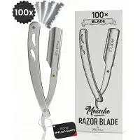 ProTrue Barbiersmes met 100 Scheermesjes - Shavette Open Scheermes - Klassiek Kappersmes - Safety razor - Straight Razor