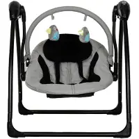 Qute Schommelstoel Q-Swing Softgrey Uil / Zwart Frame