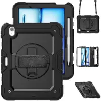 Accezz Rugged Backcover met schouderstrap voor de Apple iPad Air 11 inch (2026) M4 / (2025) M3 / (2024) M2 - Zwart
