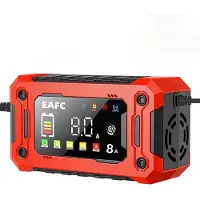 Eafc Acculader -Accu Druppellader - 12V/8A - Reparatiemodus - Accu Lader voor Auto / Motor / Scooter / Boot / Camper - Rood