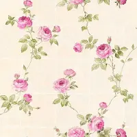 Profhome Bloemen behang 345014-GU vliesbehang licht gestructureerd met bloemen patroon mat roze groen beige 5,33 m2
