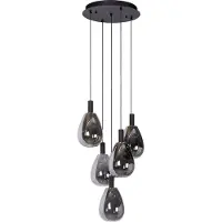 Atmooz - Hanglamp Xerus - Zwart/Rookglas - 5 Pendels - Max 40W - E27 Fitting - LED Geschikt