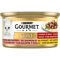 Gourmet Gold Fijne Hapjes - Kattenvoer Natvoer - Zalm & Kip - 24 x 85 g