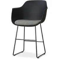 Nolon Nino-Liz barkruk zwart met zeegrijs Zitkussen - zwart onderstel - 65 cm