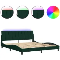 vidaXL Bedframe met LED zonder matras "Hanko" fluweel donkergroen 180x200 cm