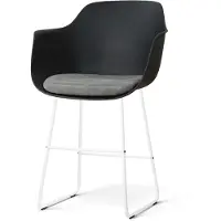 Nolon Nino-Liz barkruk zwart met zeegrijs Zitkussen - wit onderstel - 65 cm