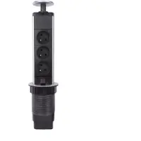 Velleman Pop-upstekkerdoos - 3 stopcontacten type E - montagegat 71 mm - zwart/grijs