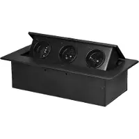 ORNO Stekkerdoos met 3 stopcontacten - Pop up stekkerblok zonder kabel - Inbouw Verdeelstekker met RVS afwerking - Verdeeldoos 230 Volt - voor max. 3680 Watt - Penaarde - Zwart