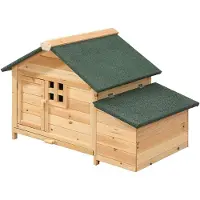 Vente-unique Kippenhok van hout met broedplaats - 2 kippen - L106 x D64 x H71 cm - Naturel - ANSER