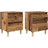 vidaXL - Bedkasten - met - lade - 2 - pcs - Oud - Hout - 40 - x - 35 - x - 50 - cm - Bewerkt - hout