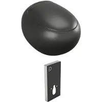 Vente-unique Set voor hang-wc van mat zwart keramiek met decoratief voorwandsysteem - HURO II