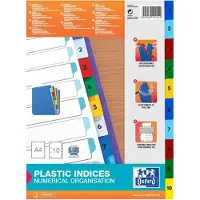 Oxford 1 tot 10 Numerieke tabbladen A4 Wit 10 tabs PP (polypropeen) 11 Gaten 400013907