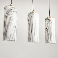 LumenXL Hanglamp Vetra met marmerlook glazen kappen 5-lichts – messing goud en zwart