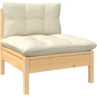 vidaXL 9-delige Loungeset met crèmekleurige kussens massief grenenhout