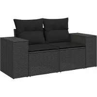 vidaXL Tuinbank Set 10 st Zwart poly rattan