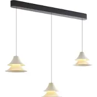 QAZQA Hanglamp zwart met beige incl. LED 3-staps dimbaar 3-lichts Easylift - Witch