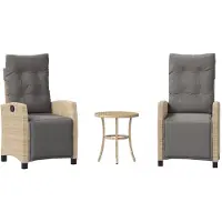 vidaXL 3-delige Bistroset met kussens poly rattan gemengd beige