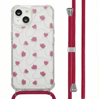 IMoshion Design hoesje met koord voor de Apple iPhone 14 - Dusty Rose Connected Hearts