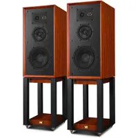 Wharfedale Super Linton Speakers & Super Linton Stands - Bundel - 3-weg, Kevlar Woofer, AMT Tweeter - Rijke Geluidskwaliteit - Iconisch Design – Mahogany/ Mahogany
