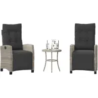 vidaXL 3-delige Bistroset met kussens poly rattan lichtgrijs