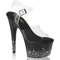 Pleaser - ADORE708SPKL01 Sandaal met enkelband - US 5 - 35 Shoes - Zwart/Transparant