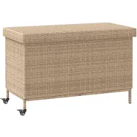 vidaXL Tuinkist met wielen, beige, 110x55x73 cm, polyrotan