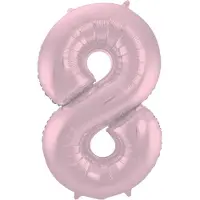 Folat - Folieballon Cijfer 8 Pastel Roze Metallic Mat - 86 cm