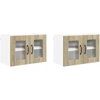 vidaXL Wandglas Kasten PORTO 2 pcs Sonoma Eik Bewerkt hout