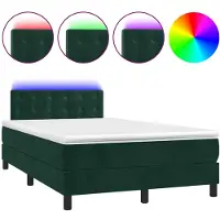 vidaXL Boxspringbed met matras en LED-verlichting, donkergroen, 120x190 cm, fluweel