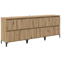 vidaXL Dressoirs 3 pcs Artisan Eiken 60 x 35 x 70 cm Bewerkt hout