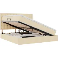 vidaXL LED opbergbed met matras Crème 160 x 200 cm Stof