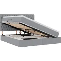 vidaXL Opslag bed met matras met opslag Lichtgrijs 180 x 200 cm Stof