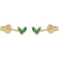 Karma Oorknoppen Double Leaves Tiny Smaragd Groen Goud