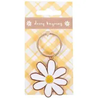 Something Different Sleutelhanger madeliefje bloem - goudkleurig metaal - - Daisy - emaille - cadeau moederdag verjaardag
