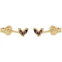 Karma Oorknoppen Double Leaves Tiny Choco Goud