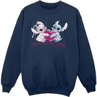 Disney Meisjes Lilo En Stitch Ohana Hart Met Engel Sweatshirt (Marineblauw)