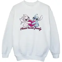 Disney Meisjes Lilo En Stitch Ohana Hart Met Engel Sweatshirt (Wit)
