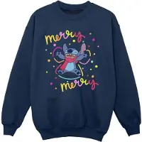 Disney Meisjes Lilo & Stitch Vrolijk Regenboog Sweatshirt (Marineblauw)