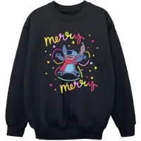 Disney Meisjes Lilo & Stitch Vrolijk Regenboog Sweatshirt (Zwart)