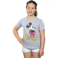 Disney Meisjes Klassiek Kick Mickey Mouse T-Shirt (Sportgrijs)