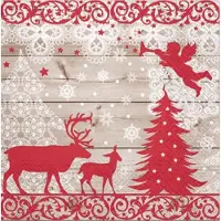 Papstar 20 x Kerst Servetten 3-laags 1/4 vouw 33 cm x 33 cm "Elk in love" papier