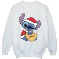 Disney Meisjes Lilo And Stitch Kerstmis Love Biscuit Sweatshirt (Wit)