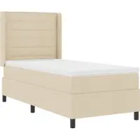vidaXL LED Box Spring Bed met matras Crème 90 x 190 cm Stof