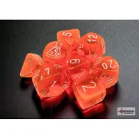 Chessex Translucent Polyhedral Neon Orange/white Dobbelsteen Set (7 stuks + 1 bonus)