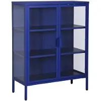 Sweeek - Vitrinekastje gehard glas en staal 2 deuren 2 planken 80cm - arkansas
